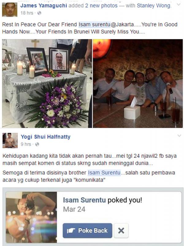 Netizen mengucapkan duka cita atas meninggalnya Isam Surentu.