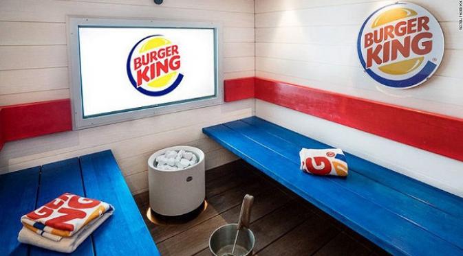 Burger King di Helsinki, Finlandia menyewakan ruangan sauna tersebut seharga Rp 3,7 juta (sumber. Lostateminor,com)