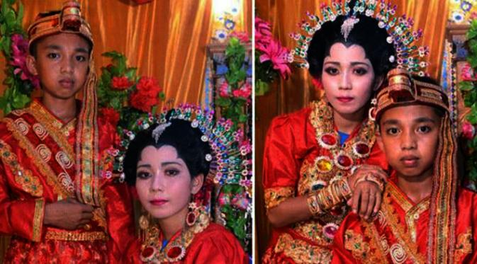 Foto hoax pernikahan dini yang menghebohkan netizen dan warga Kabupaten Jeneponto, Sulawesi Selatan. (Istimewa)