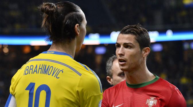 Zlatan Ibrahimovic dan Cristiano Ronaldo (Metro)