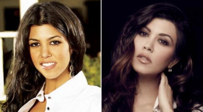Perbandingan Kourtney Kardashian tahun 2007 dan sekarang. Sumber : mediarings.blogspot.com