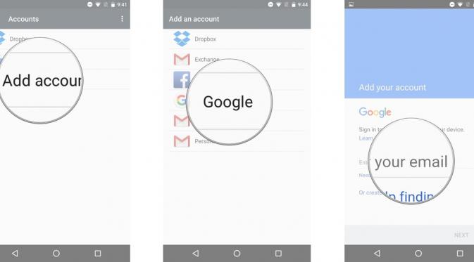 Cara memasukkan akun Google dari smartphone Android (Sumber: Android Central).