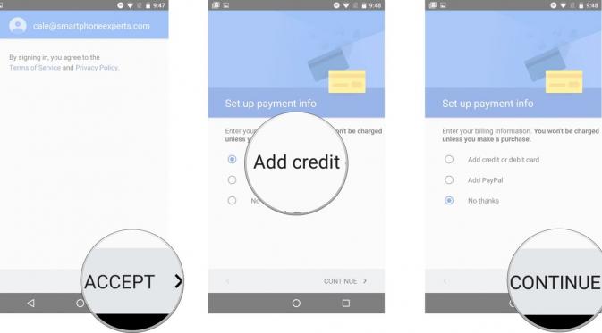 Cara memasukkan akun Google dari smartphone Android (Sumber: Android Central).