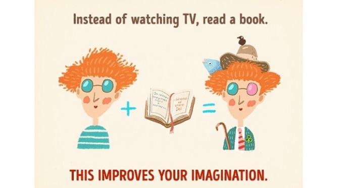 Ketimbang menonton televisi, lebih baik membaca buku (sumber. Brightside.me)