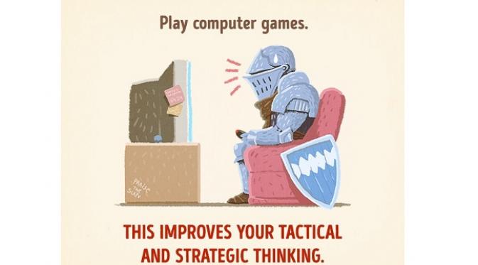 Bermain game komputer (sumber. Brightside.me)