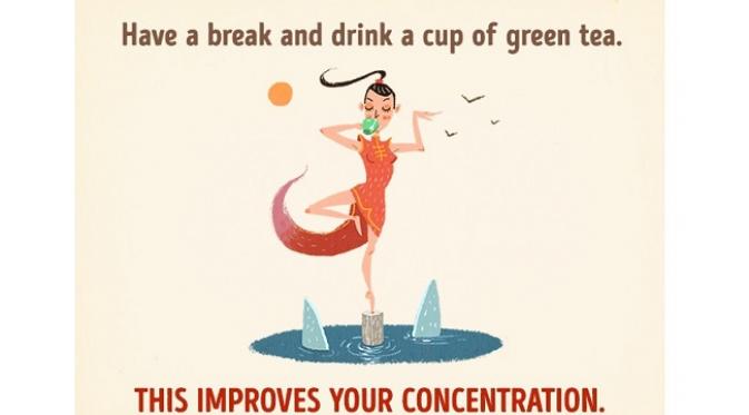 Istirahat sejenak ditemani secangkir teh hijau (sumber. Brightside.me)