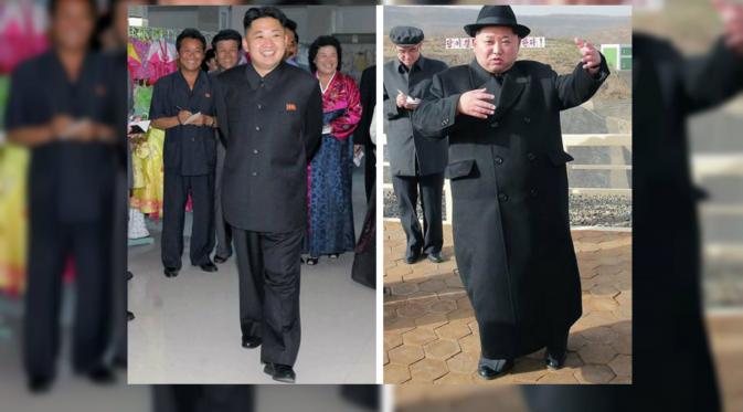 4 Tahun Pimpin Korut, Berat Badan Kim Jong-un Naik 38 Kg. Kim 2012 kiri, dan Kim 2016 kanan (News.com.au/The Sun)