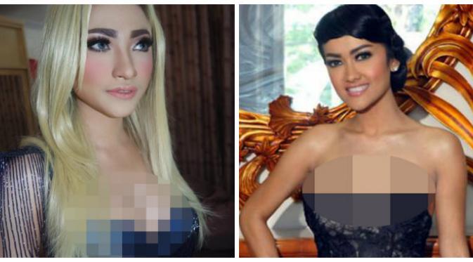Amel Alvi dan Julia Perez, dua wanita yang selalu percaya diri dengan baju seksi. Sumber: Instagram.com.
