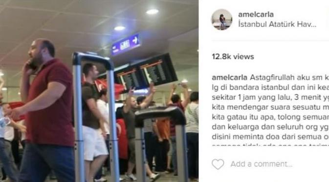 Amel Carla terjebak di bandara Ataturk, Turki
