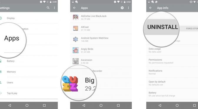 Cara uninstall aplikasi pada Android (Android Central).