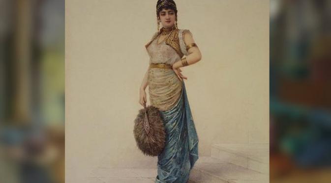 Lukisan 'Harem Woman with Ostrich Fan' (1892) oleh Louis-Robert de Cuvillon. ( Public Domain )
