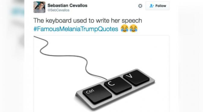 Sejumlah meme menyindir plagiarisme Melania Trump (Twitter/Sebastian Cevallos)