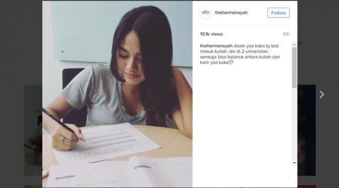 Aurel Hermansyah tengah mempersiapkan diri menghadapi tes masuk perguruan tinggi. (source: Instagram)