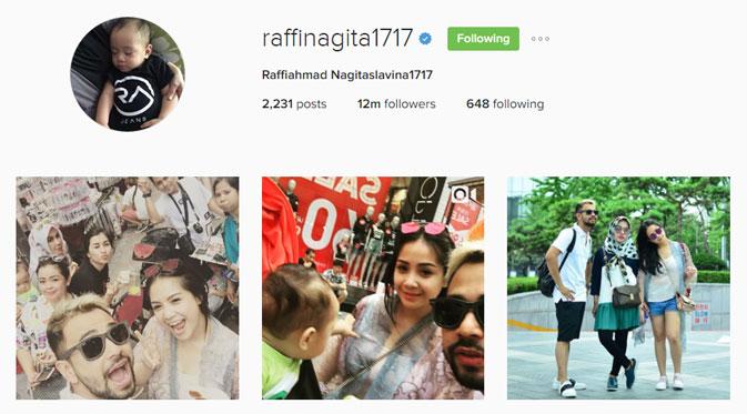 Raffi Ahmad dan Nagita Slavina mempunyai followers Instagram sebanyak 12 juta. (via Instagram.com)