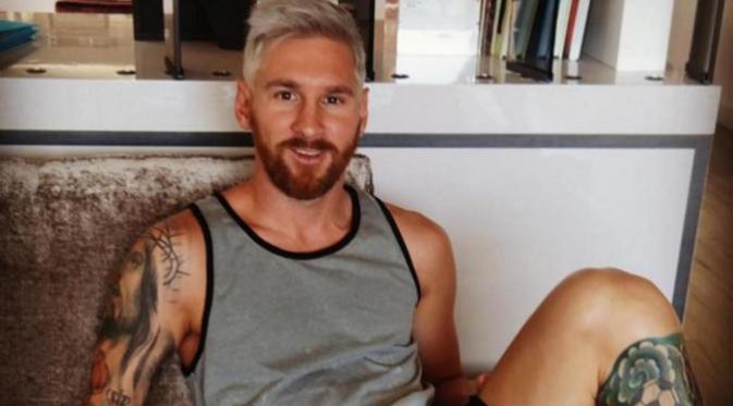 Rambut pirang baru Lionel Messi (Instagram).