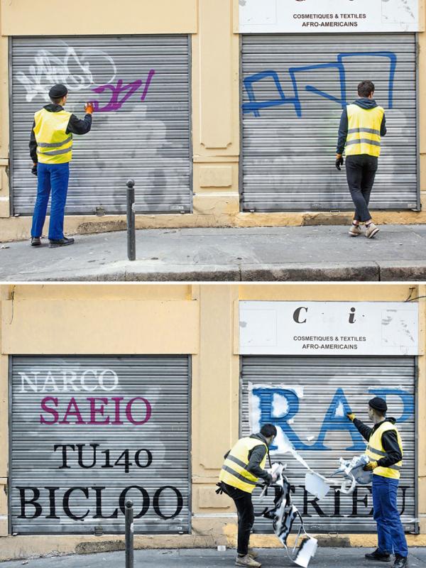 Grafiti diedit oleh Mathieu Tremblin. (Via: boredpanda.com)