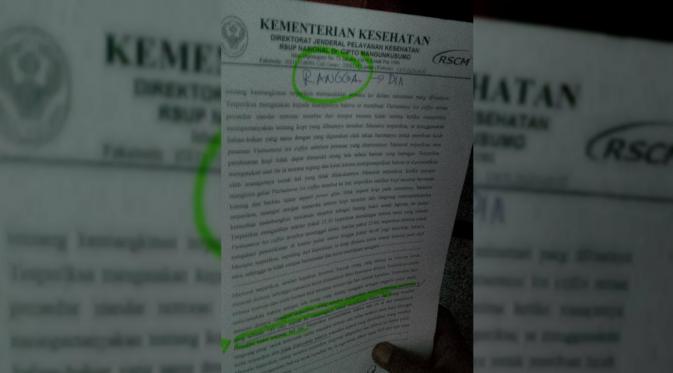 Berkas 'curhatan' Rangga yang disebut-sebut menerima Rp 140 juta setelah kejadian tewasnya Mirna (Liputan6.com/Nafiysul)