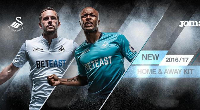 Seragam anyar Swansea City untuk musim 2016-17. (Swansea City).