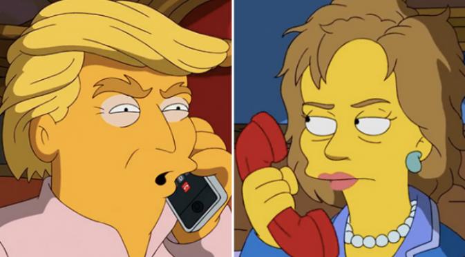 Donald Trump dan Hillary Clinton dalam video The Simpsons (tvline)