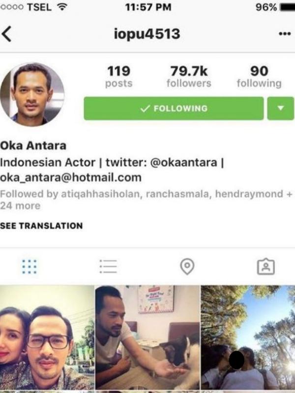 Akun Instagram Oka Antara setelah dibajak. (Instagram - @oks_antara)