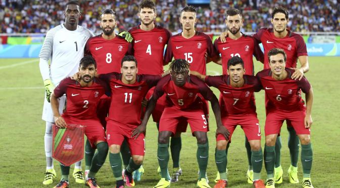 Skuat Timnas Portugal saat melawan Argentina pada laga perdana Grup D Olimpiade 2016. (Reuters)