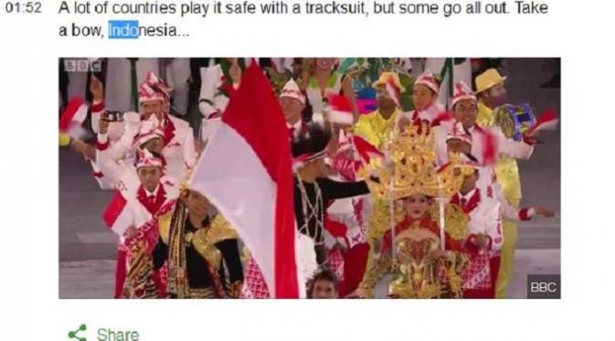 Kostum Indonesia mendapat pujian dari BBC / BBC