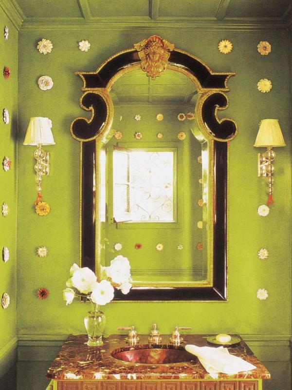 Dekorasi kamar mandi serba hijau