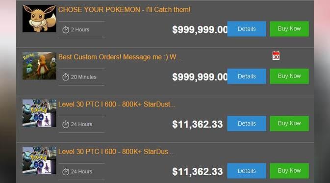 Pemain Pokemon Go jual akun dengan harga fantastis. (CNBC)