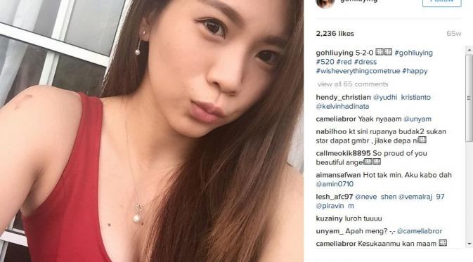 Goh Liu Ying tanpa seragam bulu tangkis.