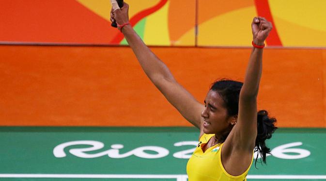 Pusarla Venkata Sindhu merebut medali perak di Olimpiade 2016. (REUTERS/Marcelo del Pozo)