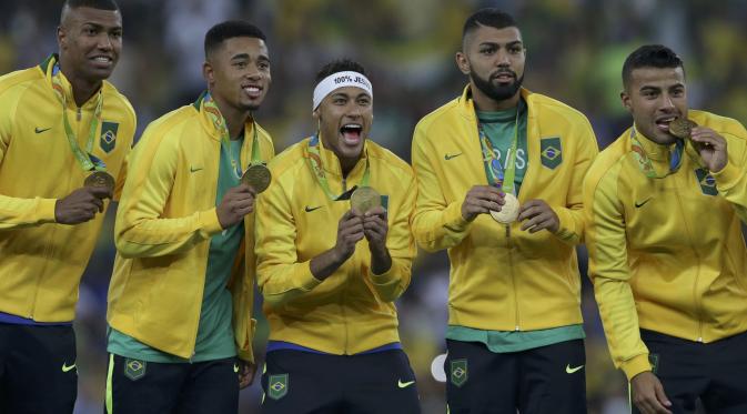 Brasil mengalahkan Jerman pada laga final Olimpiade Rio de Janeiro di Stadion Maracana, Minggu (20/8/2016) pagi WIB (Reuters).