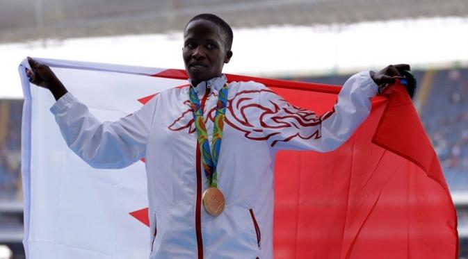 Atlet lari halang rintang penyumbang medali emas pertama untuk Bahrain di ajang Olimpiade. (AP Photo/Natacha Pisarenko)