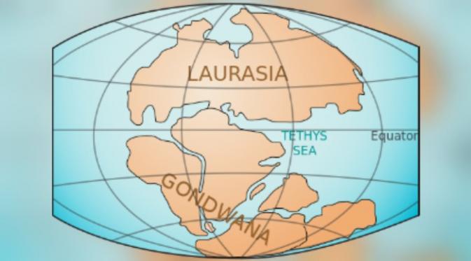 Superkontinen Laurasia dan Gondwana (Wikipedia)