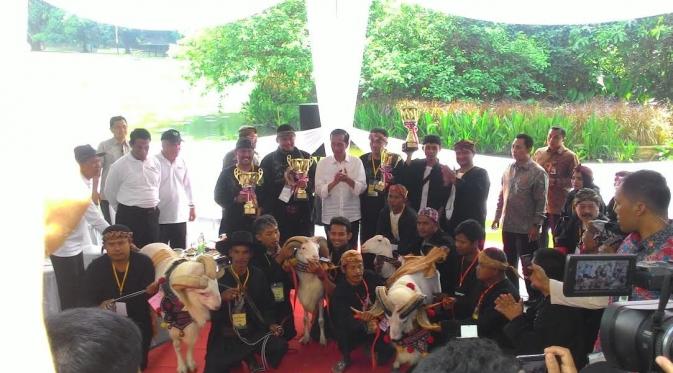 Presiden Jokowi hadiri Kontes Domba dan Kambing Piala Kemerdekaan RI. (Liputan6.com/Ahmad Romadoni)