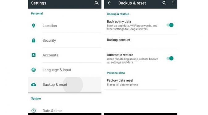 Mem-backup data pada Android menggunakan Google Backup (Sumber: Android Pit)