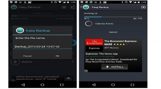 Mem-backup data pada Android menggunakan Easy Backup and Restore (Sumber: Android Pit)