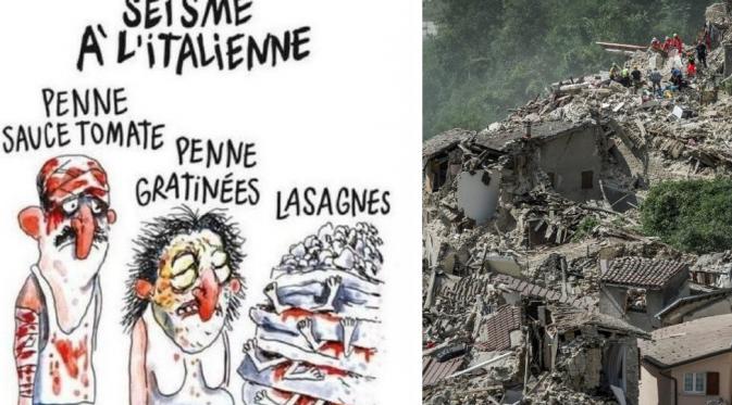 Karikatur gempa Italia yang dibuat Charlie Hebdo memicu kemarahan (Charlie Hebdo/Reuters)