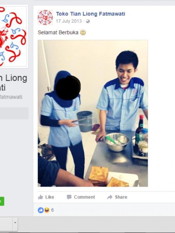 Ternyata pelaku yang pasang kamera di toilet sudah bekerja lama di toko Tian Liong Fatmawati. Foto ini buktinya. (Foto: Facebook)