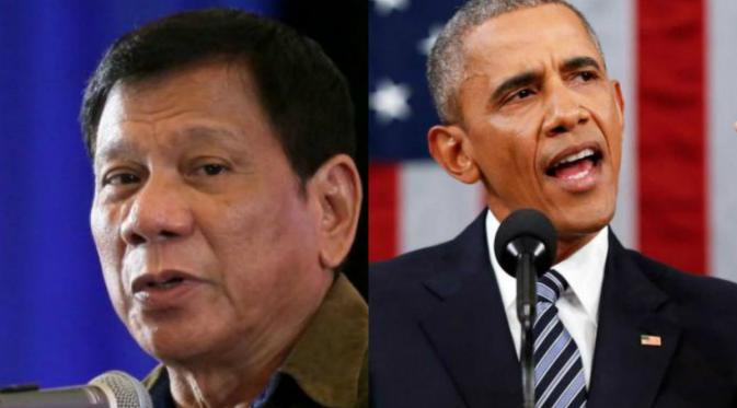 (Kiri) Presiden Filipina Rodrigo Duterte dan (kanan) Presiden AS Barrack Obama. (Berbagai Sumber)