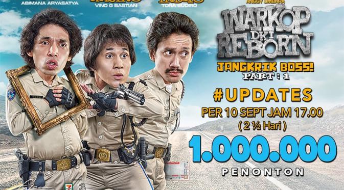 Warkop DKI Reborn: Jangkrik Boss Part 1 mencapai 1 juta penonton(Falcon Pictures/Twitter)