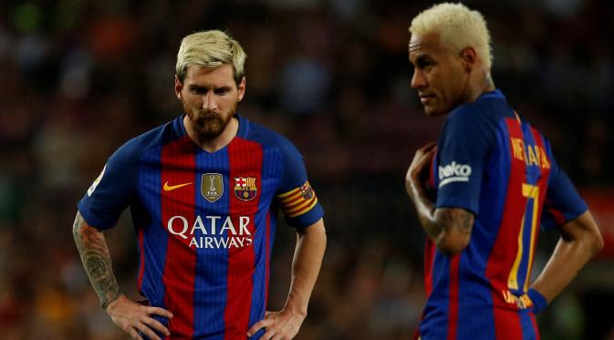 Lionel Messi dan Neymar. (Reuters/Albert Gea)