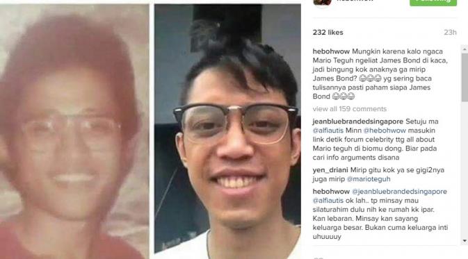 Gambar kolase Mario Teguh muda dan Ario Kiswinar saat ini yang tersebar di dunia maya. (Instagram @hebohwow)