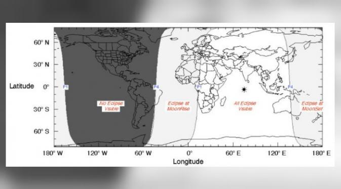 Gerhana Bulan Penumbra dapat disaksikan oleh mereka yang tinggal di Asia, Australia, Afrika, dan Eropa (NASA)