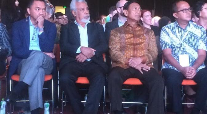 Menko Polhukam Wiranto dan mantan Perdana Menteri Timor Leste Xanana Gusmao hadir dalam acara FPCI (Liputan6/Andreas Gerry)