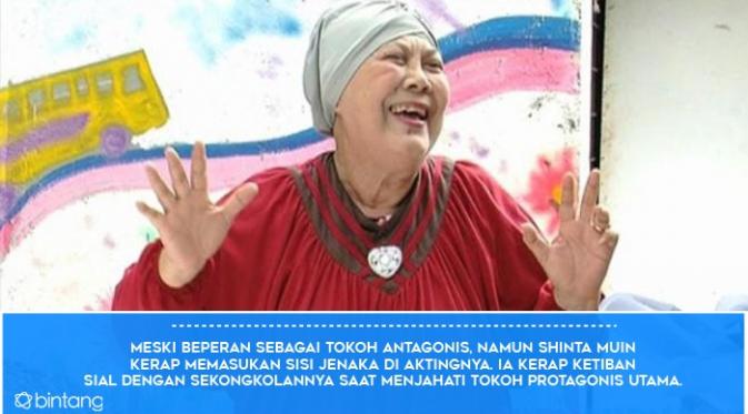 Mengenang Almarhumah Shinta Muin, Pemeran Spesialis Antagonis. (Desain: Muhammad Iqbal Nurfajri/Bintang.com)