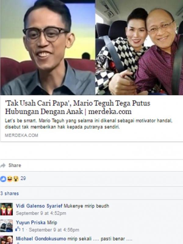 Komentar di akun Facebook Vidi Galenso Syarief yang disebutnya dihack. (Facebook Vidi Galenso Syarief)