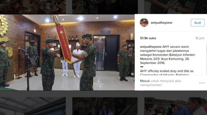  Agus Harimurti Yudhoyono resmi mengakhiri tugasnya sebagai Komandan Batalyon Infanteri Mekanis 203/Arya Kemuning