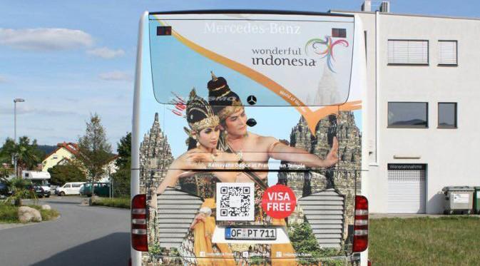 Bus yang dibungkus branding Wonderful Indonesia kembali mondar-mandir di 4 kota di Prancis