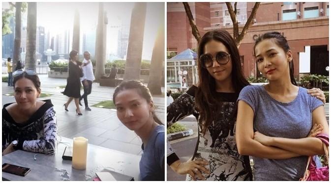 Mey Chan ketika berjumpa dengan Maia Estianty di Singapura. (Instagram @meichanmunos)