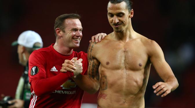 Zlatan Ibrahimovic dan Wayne Rooney (AP Photo/Dave Thompson)